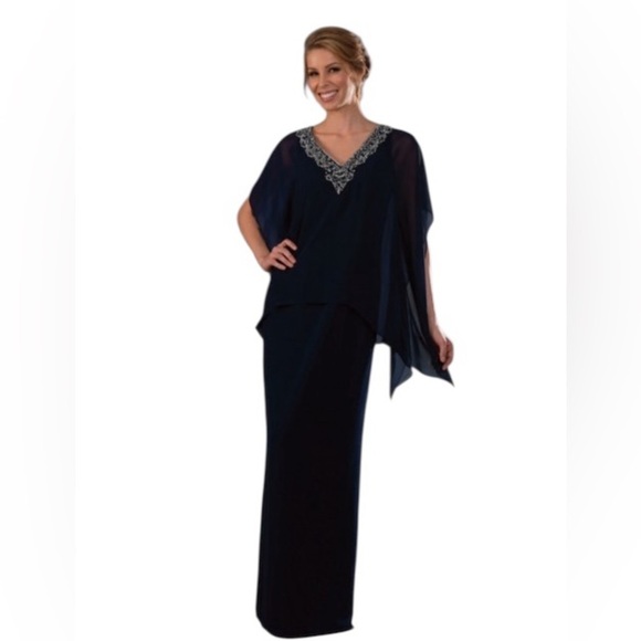 Alfred Angelo Mother of the Bride Beaded Eggplant Kaftan Gown 9018LW (Size 20W) - Picture 3 of 12